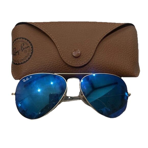 Ray-Ban Aviator Flash Sunglasses RB3025 112/4L 58-14 Blue Flash - Picture 1 of 14